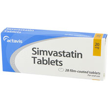 Medisinpakke i blått og hvitt med Simvastin kolesterolsenkende tabletter